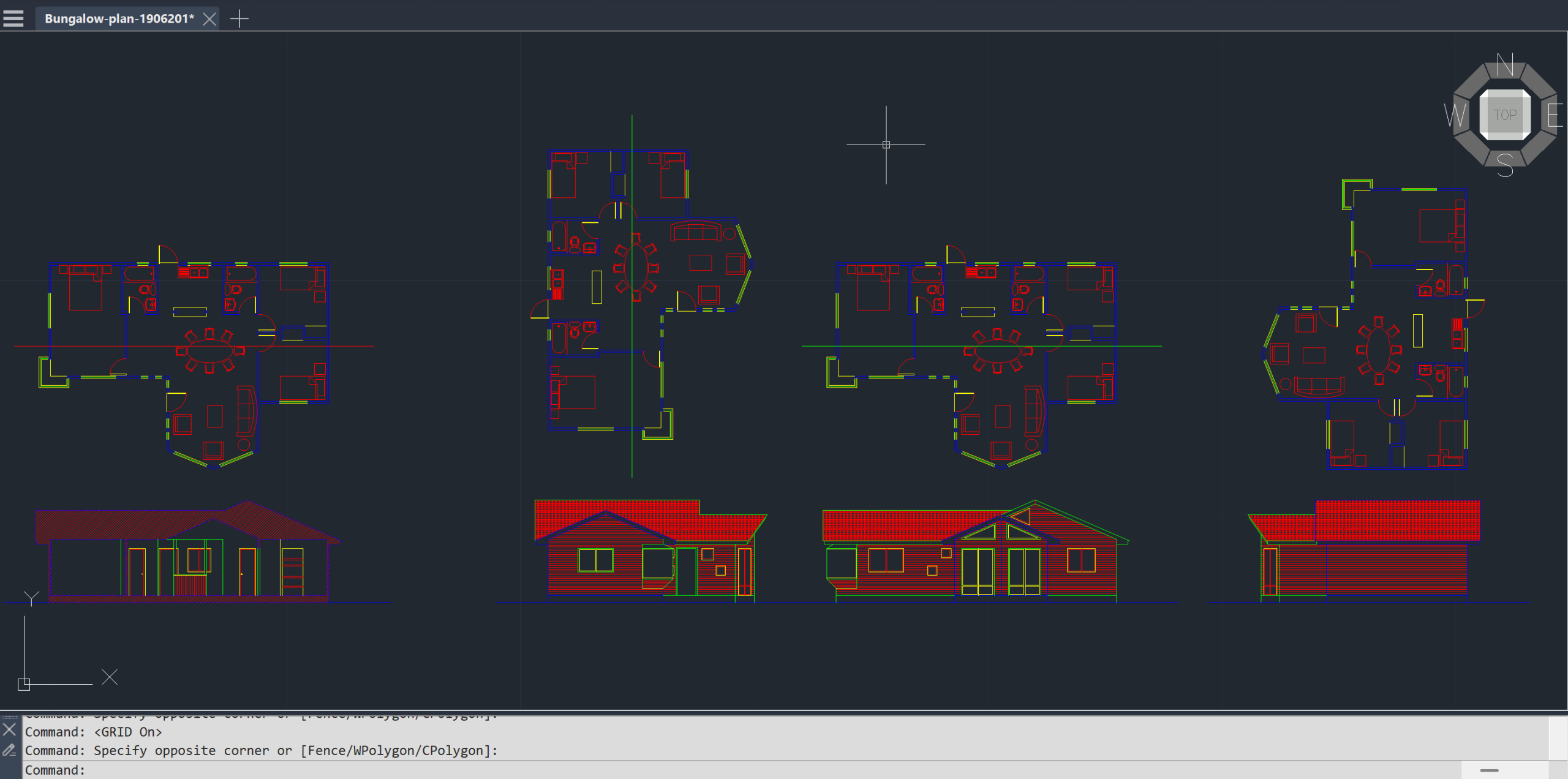 Single-Storey Bungalow Floor Plan DWG drawing preview