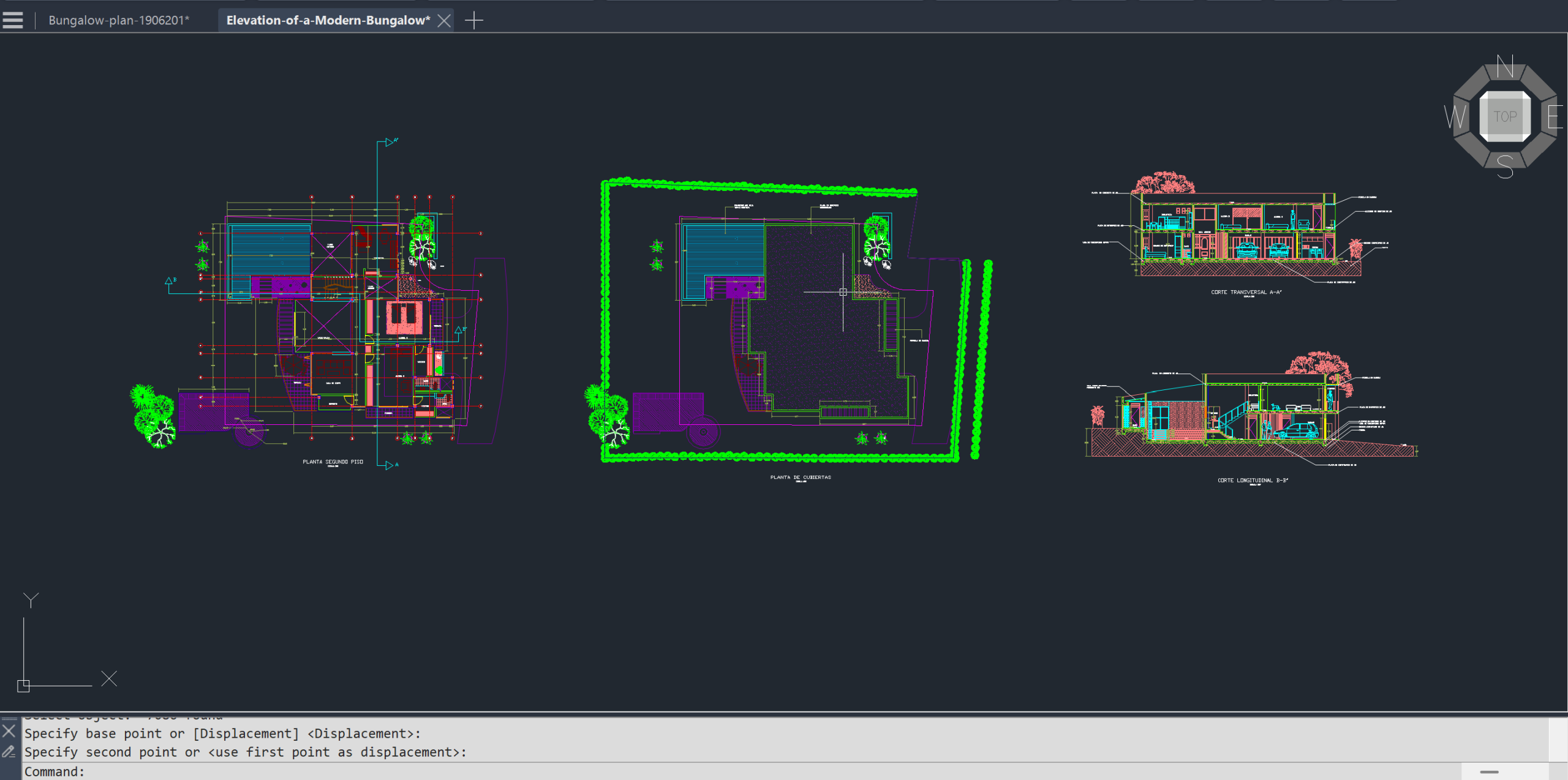 Modern Bungalow Elevation DWG drawing preview